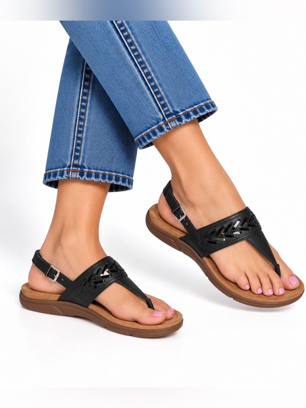 Easy Spirit Monte black patent sandals women’s 7 NEW